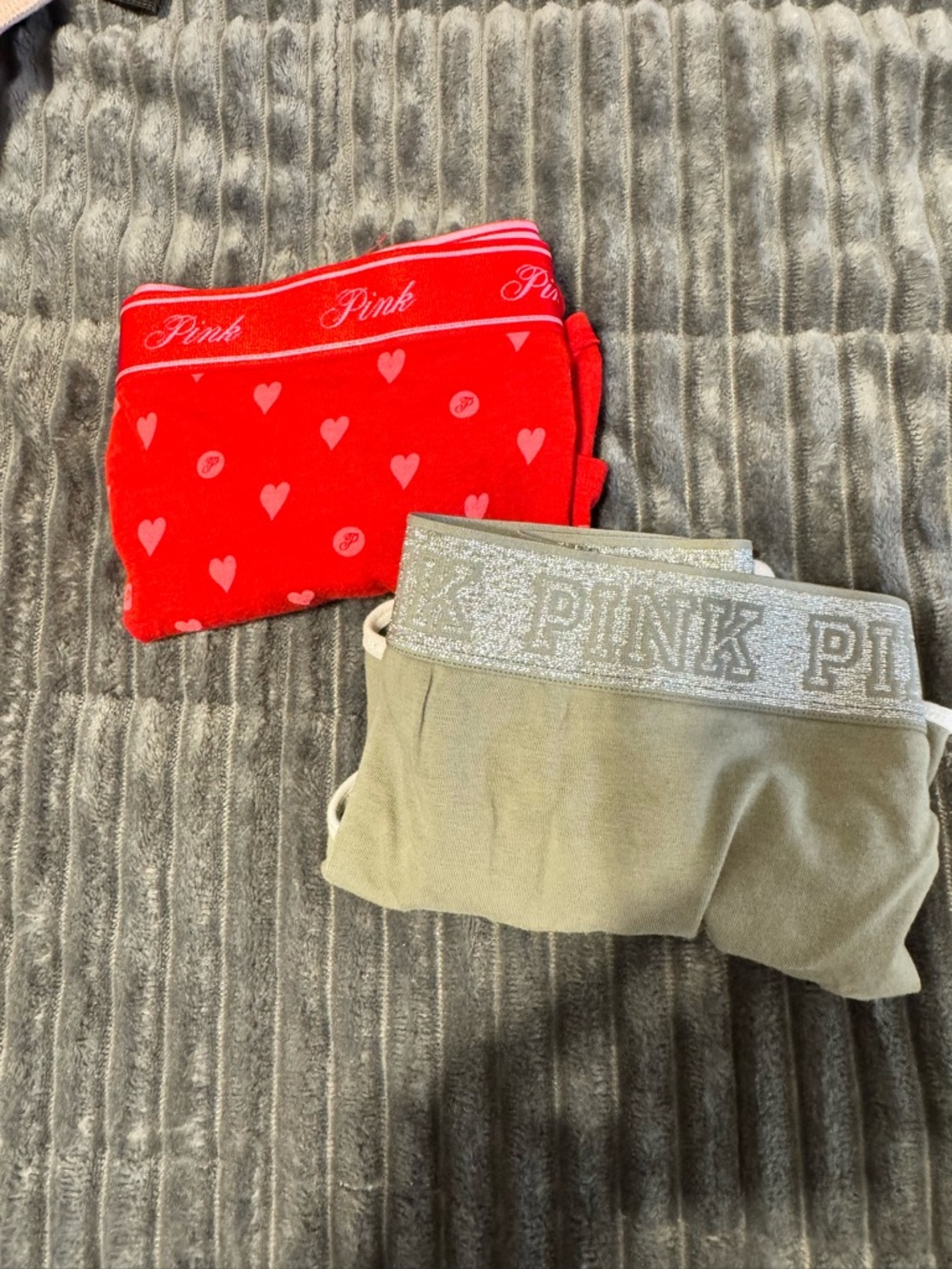 PINK Victoria's Secret Gray and Red Boxer Briefs Duo - Picture 2 of 2